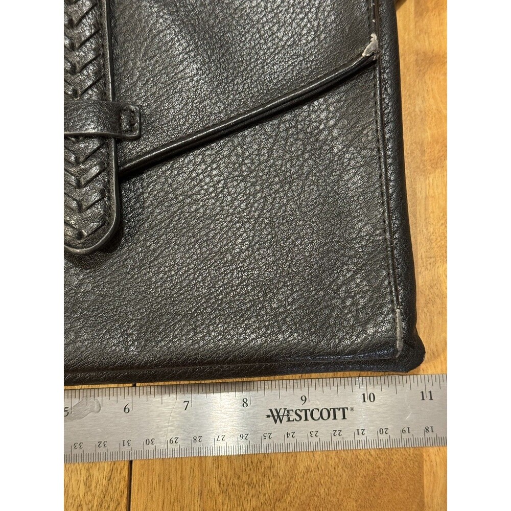 Lucky Brand Black Leather Pebbles Crossbody Bag Foldover Wallet Purse Distressed - Picture 14 of 16